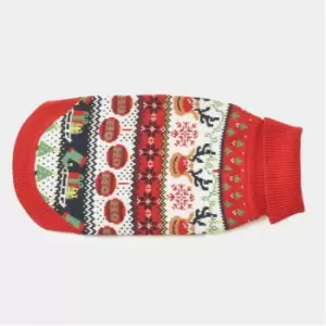 Image of I Saw It First Christmas Fairisle Dog Jumper - Red