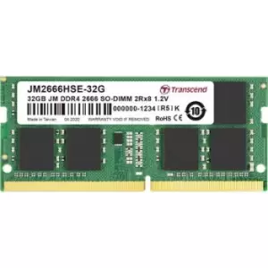Image of Transcend JetRAM Laptop RAM card DDR4 32GB 1 x 32GB Non-ECC 2666 MHz 260-pin SO-DIMM CL19 JM2666HSE-32G