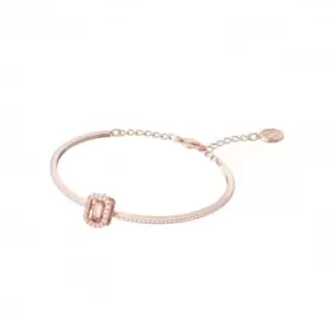 Image of Millenia Octagon Cut Zirconia Pink Rose Gold-tone Plated Bangle 5620555