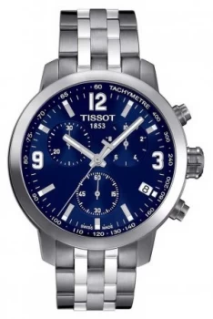 Image of Tissot Mens PRC 200 Chronograph Blue Dial Two Tone Watch