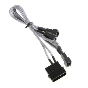 Image of BitFenix Alchemy Molex to 3pin x3 Fan adaptor 12V 20cm - Grey/Silver