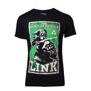 Image of Legend of Zelda - Hero of Hyrule Link Poster Mens Medium T-Shirt - Black