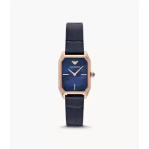 Image of Emporio Armani Womens Two-Hand Leather Watch - Blue