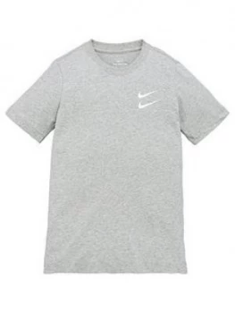 Image of Nike Boys NSW Swoosh Short Sleeve T-Shirt - Dark Grey, Size M