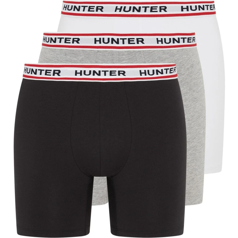 Image of Hunter 3 Pack Boxer Briefs Mens Grey/Bright Whi male Medium