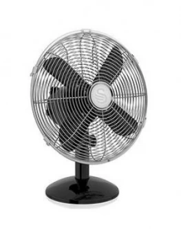 Image of Swan Sfa12620Bn Retro 12" Desk Fan - Black