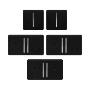 Image of Trendi Lounge Starter Lightswitch And Socket Kit - Black