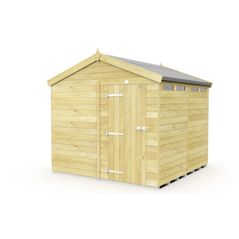 Image of Buttercup Farm 8 x 8 Feet Apex Security Shed - Single Door - L243 x W231 x H217cm in Brown Brown Unisex