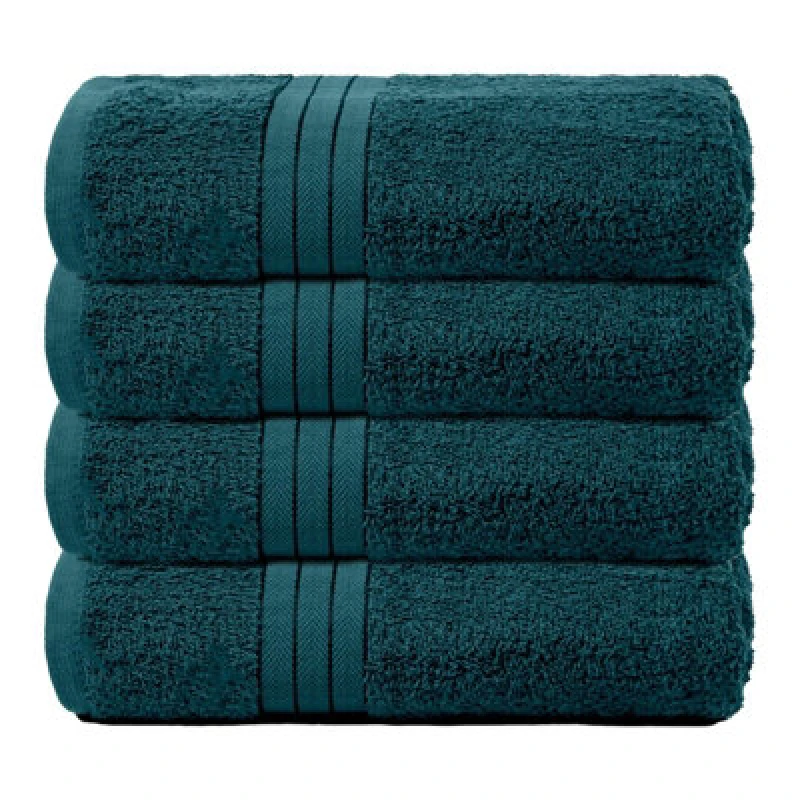 Image of OHS OHS 4 Pack of 100% Cotton Bathroom Bath Towel in Teal Teal Bath Towel Unisex 5027434202744