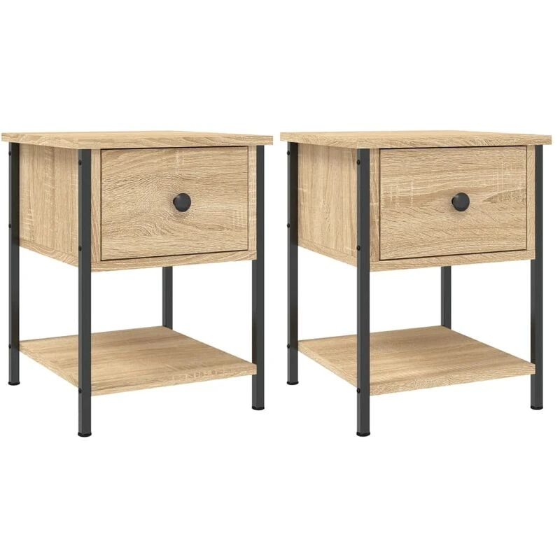 Image of Vidaxl Bedside Tables 2 Pcs Sonoma Oak 34X35.5X45cm Engineered Wood, Brown 825856