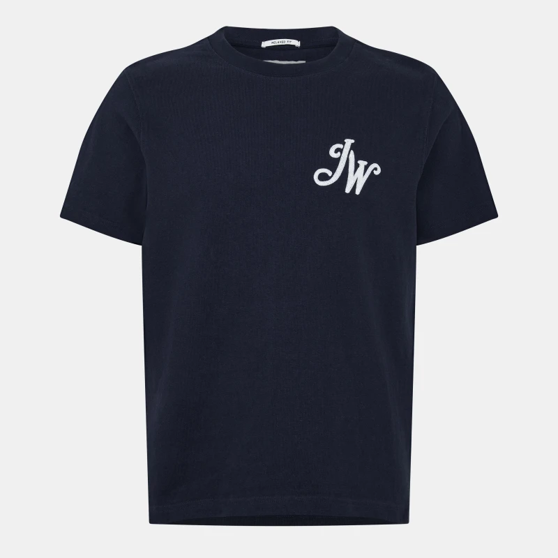 Image of Jack Wills Mens JW Script Initial Regular Fit T-Shirt Navy male S