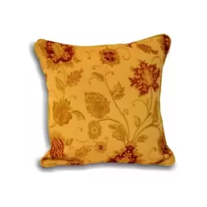 Image of Paoletti - Zurich Floral Chenille Jacquard Piped Cushion Cover, Gold, 55 x 55 Cm