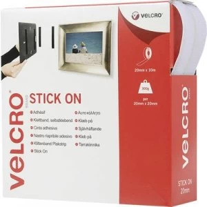 Image of VELCRO VEL-EC60219 Hook-and-loop tape stick-on Hook and loop pad (L x W) 10000 mm x 20 mm White 10 m
