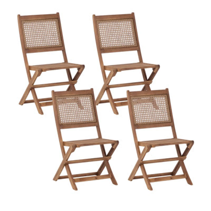 Image of Beliani Set Of 4 Garden Chairs Paraggi Certified Acacia Wood Dark Brown