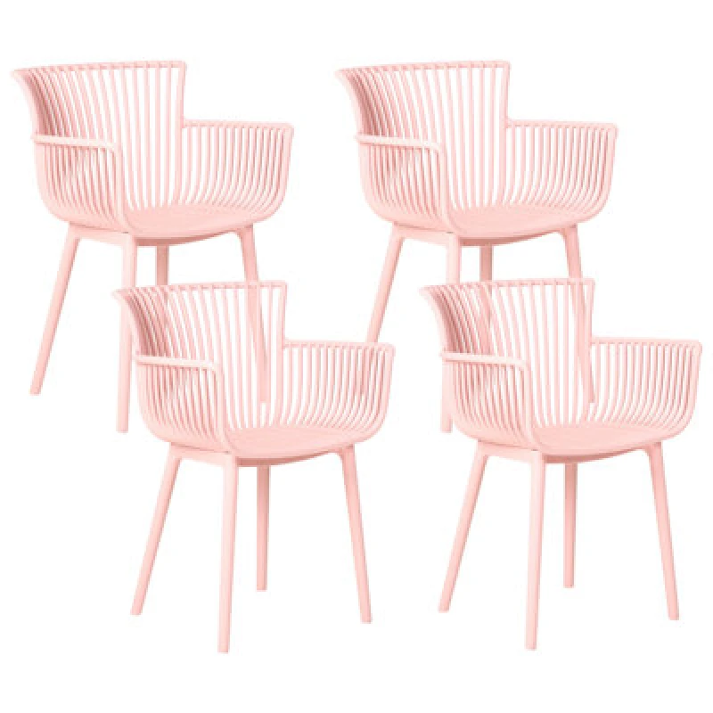Image of Beliani Set Of 4 Garden Chairs Pesaro Pink