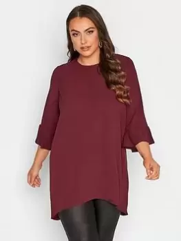 Image of Yours Flute Sleeve Tunic - Red, Size 24, Women