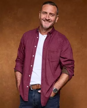 Image of Cotton Traders Mens Long Sleeve Herringbone Shirt in Red