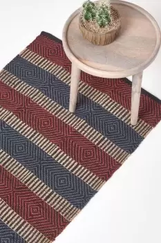 Image of Multicolour Striped Jute Hall Runner, 66 x 200 cm