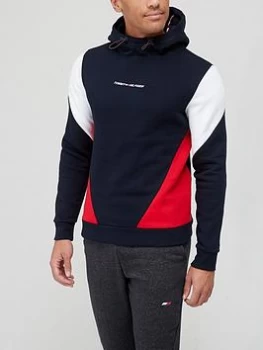 Image of Tommy Sport Blocked Seasonal Hoodie - Navy/Red/White, Navy/Red/White Size M Men