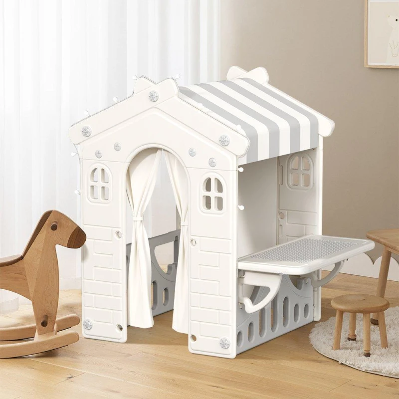 Image of KIDKID Kids Plastic Playhouse for Indoor Outdoor Beige And Grey unisex One size