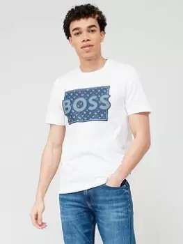 Image of BOSS Tiburt 353 Large Logo T-Shirt - White, Size S, Men