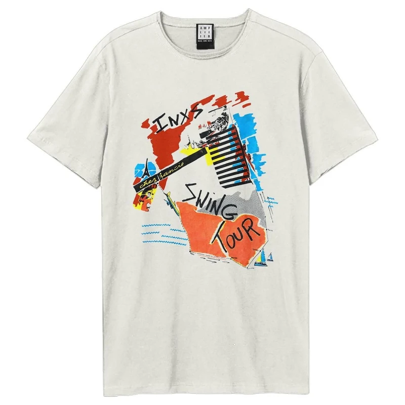 Image of Amplified Amplified Men Swing Tour INXS T-Shirt in White Size: 3X-Large White XXXL Male 5063806407652