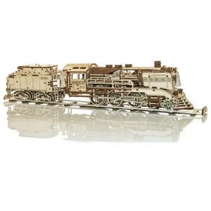 Image of Wooden Express + Tender With Rails Wooden City 3D Wooden Model Kit