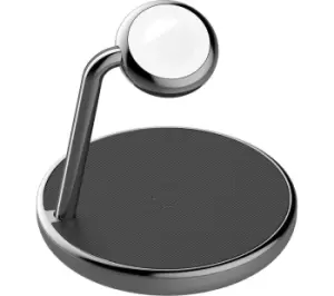 Image of CYGNETT ChargeBase 3-in-1 Qi Wireless Charging Stand, Black,Silver/Grey