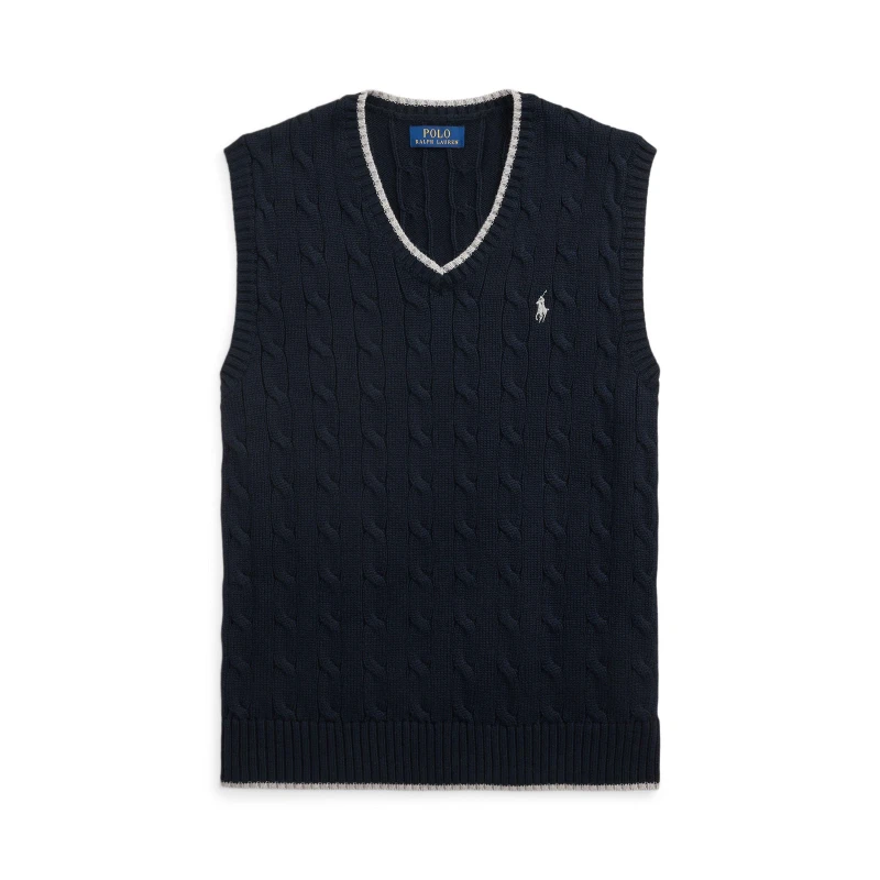Image of Polo Ralph Lauren Mens Cable Knit Sweater Vest Hunter Navy male XL