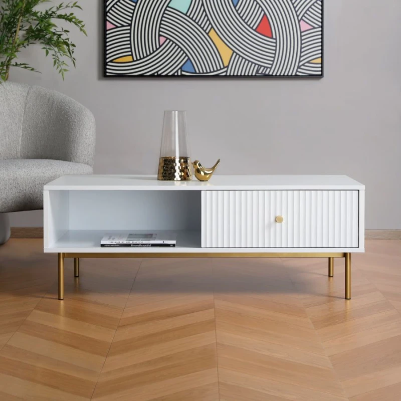 Image of Home Garden Direct Devon - Coffee Table with Drawer - White White Unisex