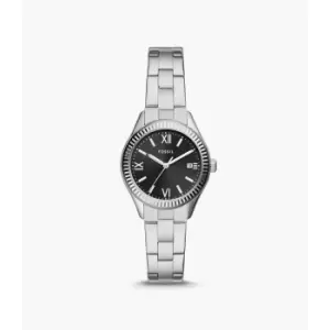 Image of Fossil Womens Rye Three-Hand Date Stainless Steel Watch - Silver