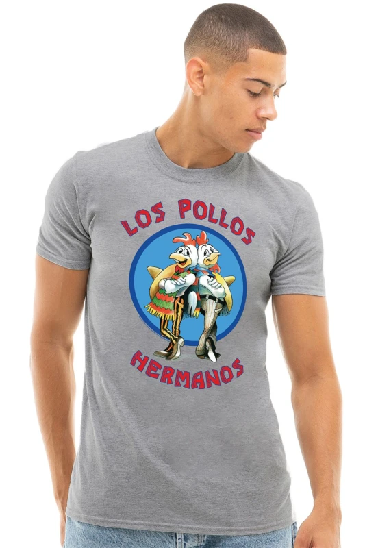 Image of Breaking Bad Breaking Bad Men Los Pollos Emblem T-Shirt in Grey Size: Small Grey S Male 5052777756296