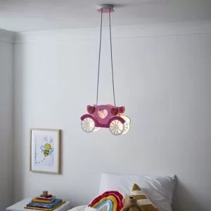 Image of Kiran Princess Carriage Matt Pink Light Pendant, (Dia)325mm