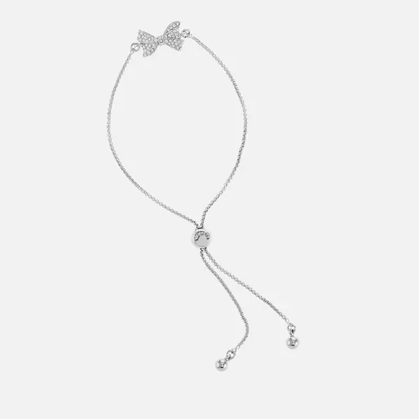 Image of Ted Baker Womens Barset Crystal Bow Adjustable Bracelet - Silver