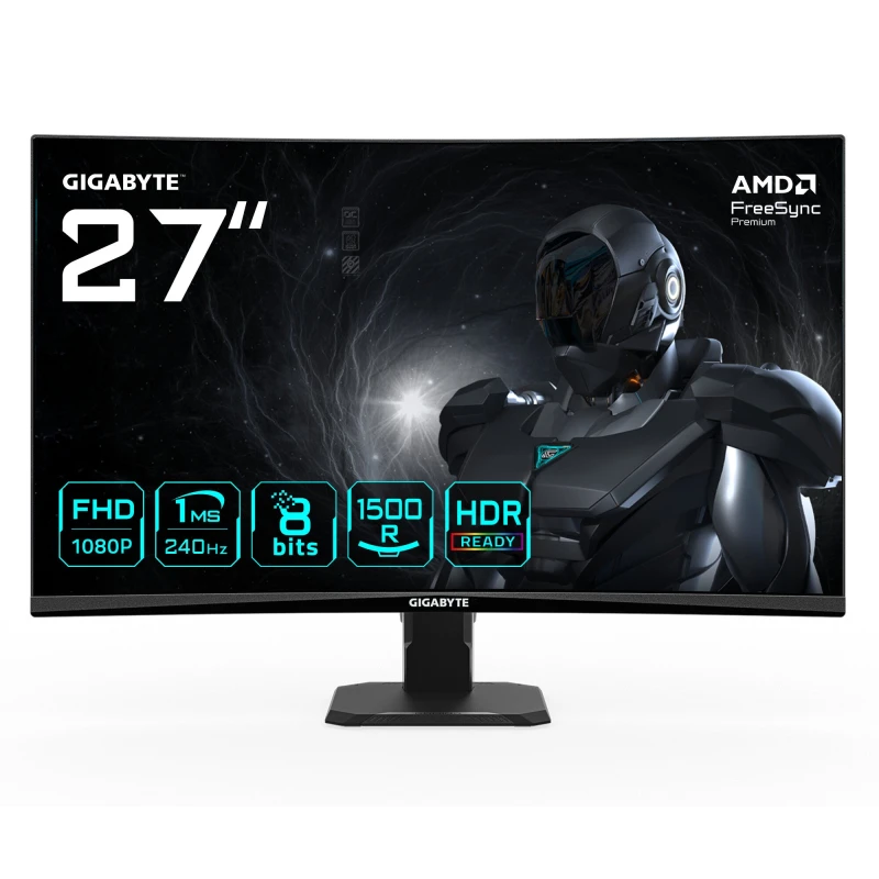 Image of Gigabyte Gigabyte GS27FC2 27" Full HD Curved Gaming Monitor - 1920 x 1080, 240Hz, 1, 350 cd/m², HDR Ready, HDMI 2.0, Displayport 1.4 GS27FC2-EK