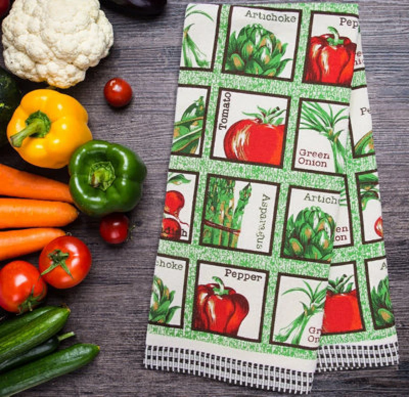 Image of Velosso Peppers Printed Cotton Tea Towels, Fast Absorbent, Pack Of 3