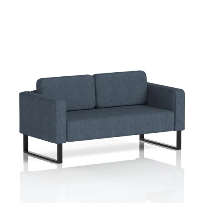 Image of Brixworth Office Sofa 2 Seater with Black Legs in Rivet Fabric - Crucible