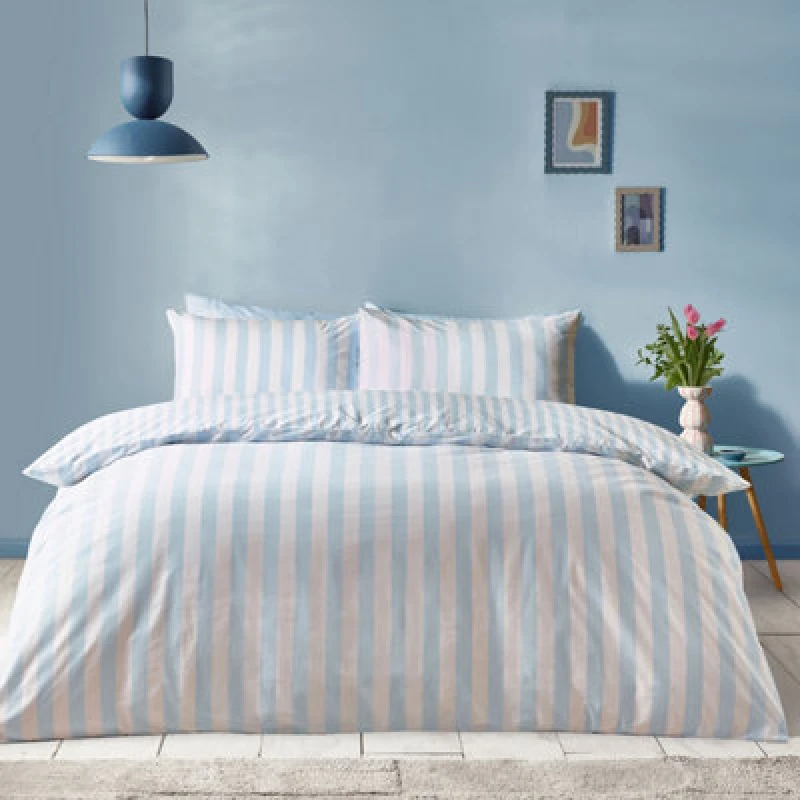 Image of Sassy B Stripe Tease Duvet Cover Bedding Set Blue