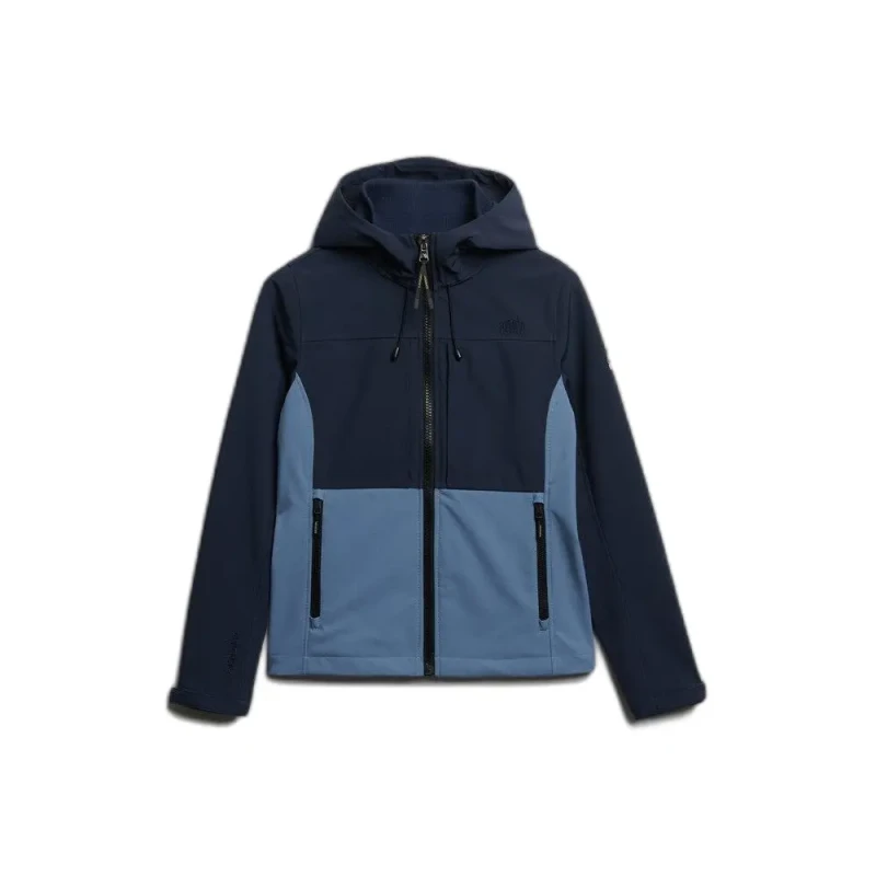 Image of Superdry Hooded Colour Block Trekker Jacket - Blue Blue WXZ9W Female 8,10,12,14