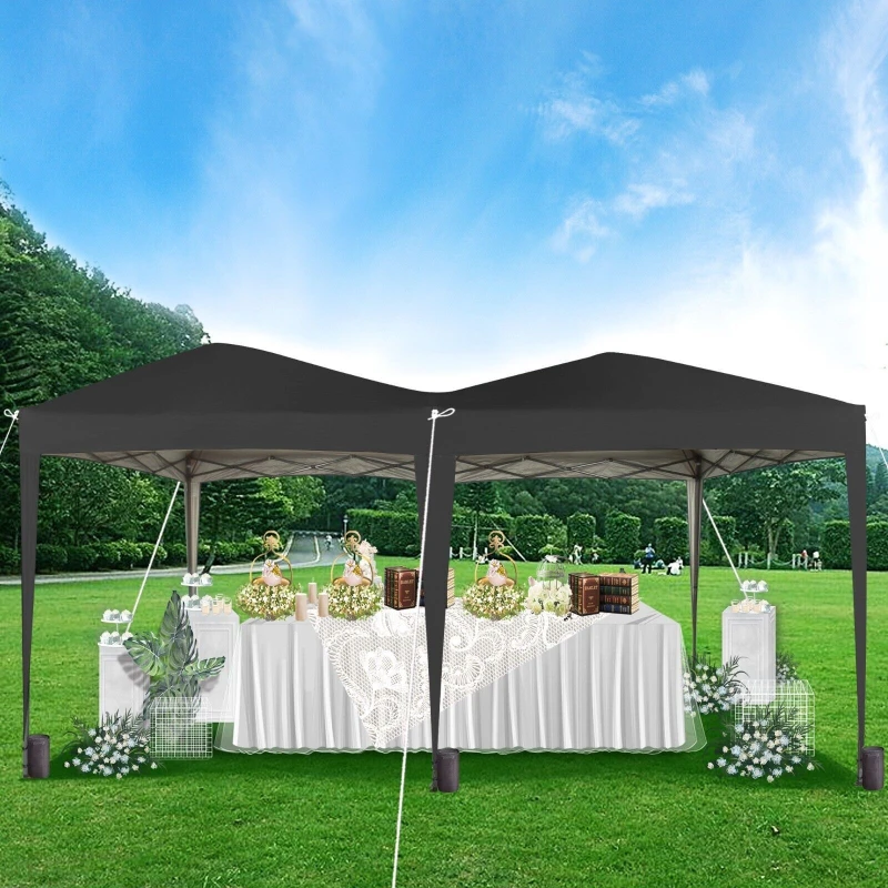 Image of MCC DIRECT Mcc Direct - Pop-up Gazebo 3m x 6m with Wind Bars & 6 Weight Bags & Silver Protective Layer Waterproof Marquee Canopy Black ns GZ1204