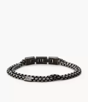 Image of Fossil Men Vintage Casual Adventurer Silver-Tone Stainless Steel Chain Bracelet