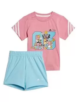 Image of adidas Disney Toddler Girls Mickey Mouse Short & Tee Set - Light Pink, Size 2-3 Years, Women