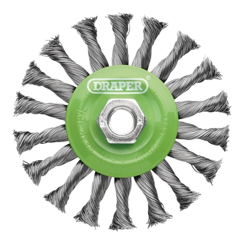 Image of Draper Stainless-Steel Twist-Knot Flat Wire Wheel Brush, 115mm, M14 8061