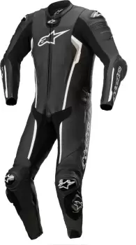 Image of Alpinestars Missile V2 One Piece Motorcycle Leather Suit, black-white, Size 48, black-white, Size 48
