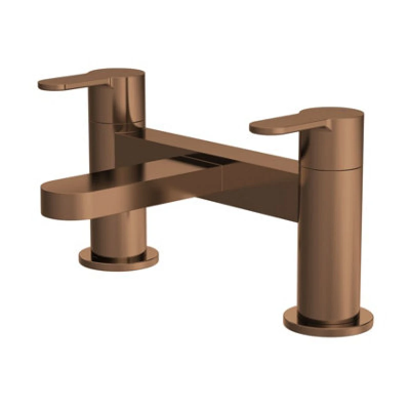 Image of Balterley Round Deck Mounted Bath Filler Tap Brushed Bronze Brown