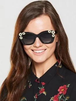 Image of kate spade new york Kate Spade Drystle Black Flower Sunglasses Black Women