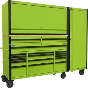 Image of Sealey 15 Drawer Wooden Worktop Trolley, Hutch and Locker Combo Green