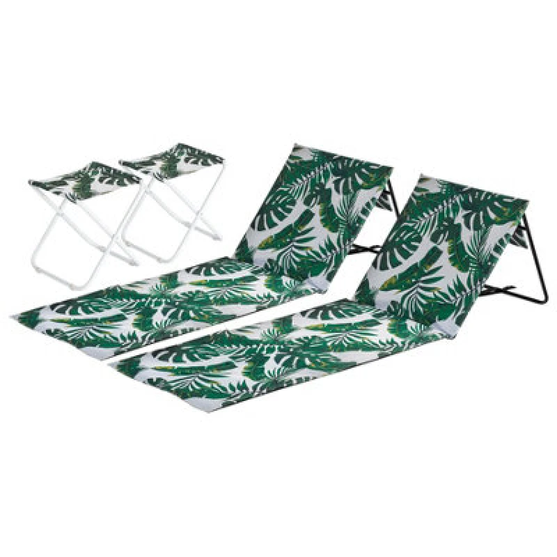 Image of Harbour Housewares 4 Piece Folding Beach Furniture Set - Banana Leaf