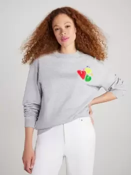 Image of Kate Spade Hearts Sweatshirt, Grey Melange, XS (Uk 4,6)