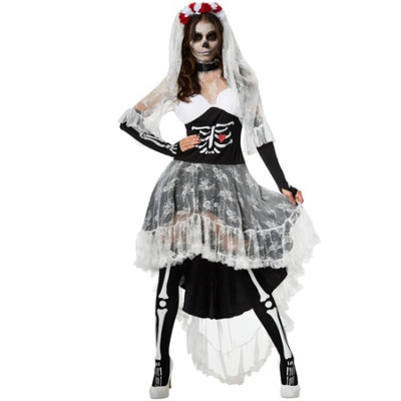 Image of Tectake Scary Skeleton Bride 302006 - Black/white M